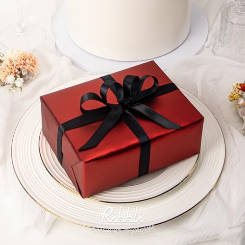Ribbli Black Satin Ribbon 12 Inch x 50 Yards Continuous