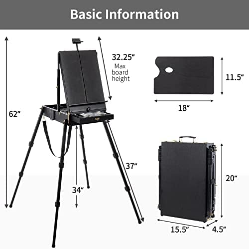 Falling in art 4 Leg French Easel Portable Sketch Box Easel Stand