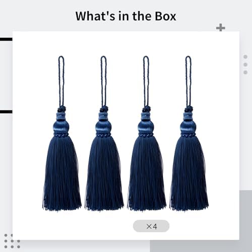 4 PCS Dark Blue Silky Tassel with Loop Keychains
