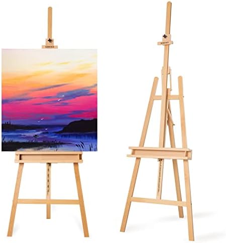 Somime Large A-Frame Studio Easel with Brush Storage