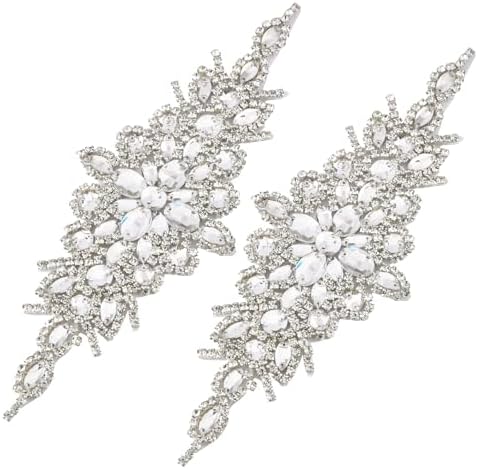 Fingerinspire 2pcs Rhinestone Applique for Wedding Dress