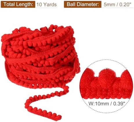 Uxcell 10 Yards Pom Pom Fringe Trim Ribbon