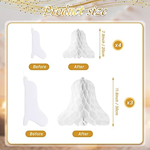 HUIANER White Honeycomb Bells 7pcs Wedding Hanging Decor