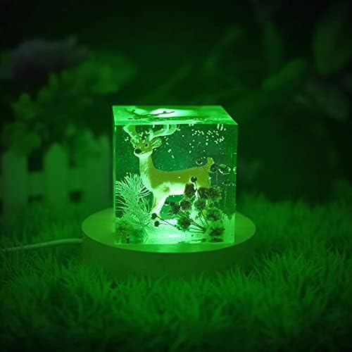 YAKAMOZ 2Pcs Round Wooden LED Light Display Base