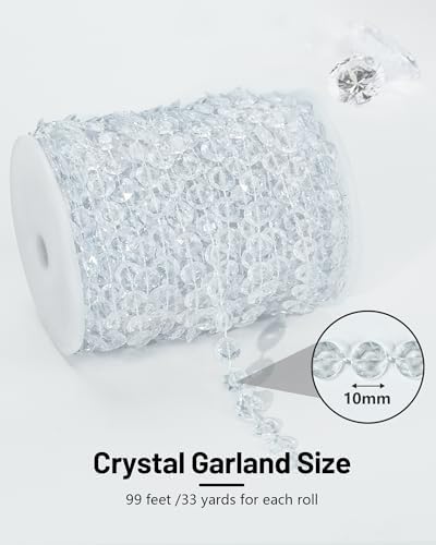 99FT Acrylic Crystal Garland for Wedding and Party Decor