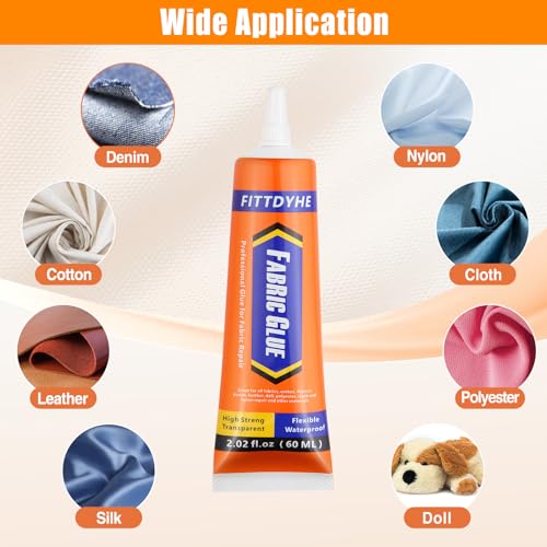 Permanent Fabric Glue 60 ML Clear Adhesive for Fabric Repairs