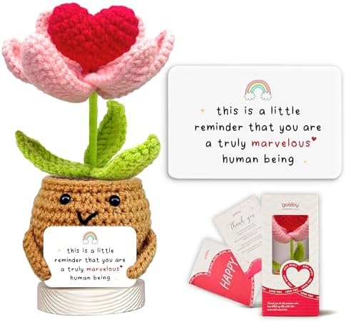 Gossby Handmade Positive Heart Flower Crochet Decor