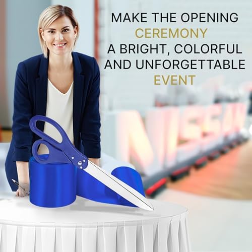 Large Grand Opening Ceremony Kit - 25 Inch Blue Scissors With Ribbon