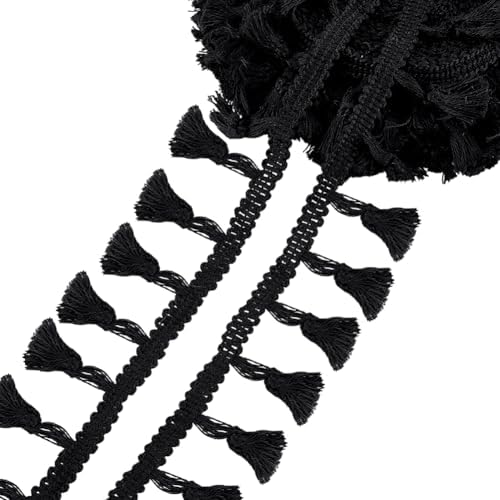 PH PandaHall 109 Yards Black Tassel Fringe Trim