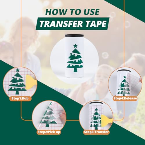 HTVRONT Transfer Tape for Vinyl - 12 x 16ft with Red Alignment Grid