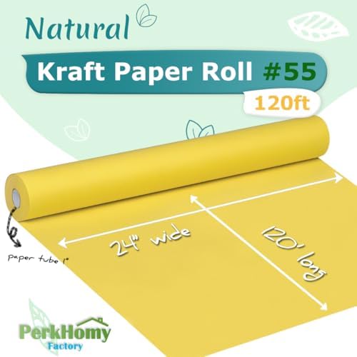 PerkHomy 24 x 120 Lemon Yellow Kraft Paper Roll for Crafting