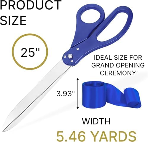 Grand Opening Ceremony Kit 25 Inch Blue Scissors and Satin Ribbon