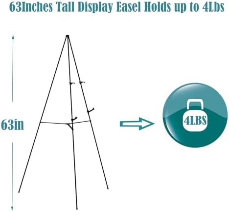 63 Inch Adjustable Metal Easel Stand - 2 Pack with Portable Bag
