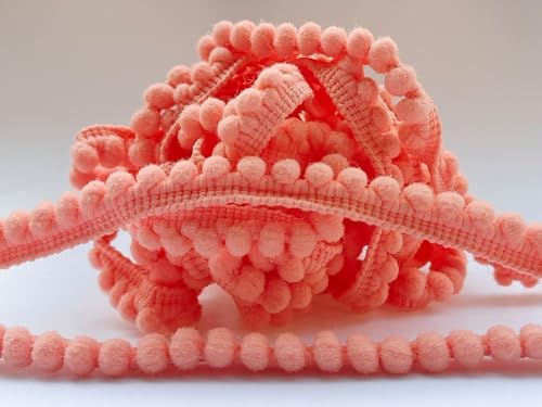 Mini Pom Pom Trim 8 Yards Peach 5mm Ball Fringe for Sewing