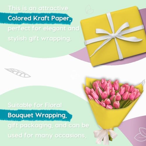 PerkHomy 24 x 120 Lemon Yellow Kraft Paper Roll for Crafting