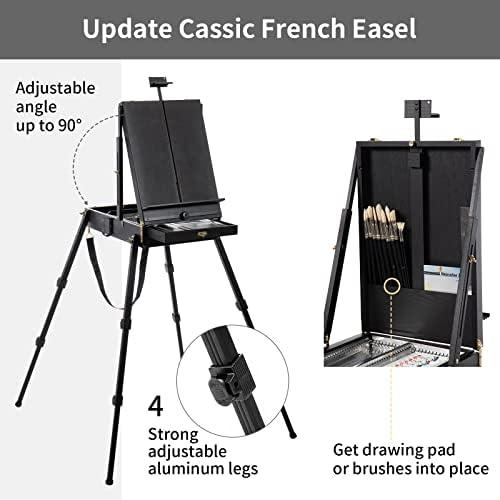 Falling in art 4 Leg French Easel Portable Sketch Box Easel Stand