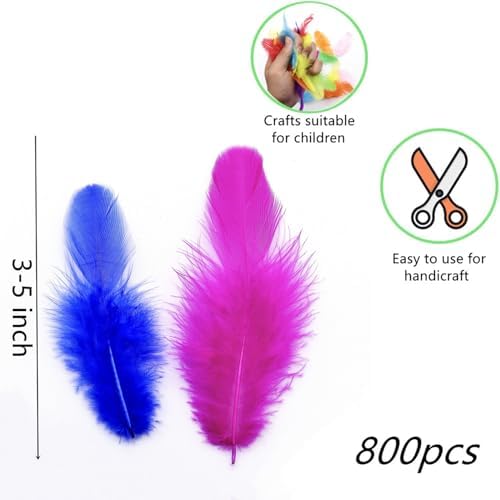 800Pcs Colorful Craft Rooster Feathers 3-5 Inch