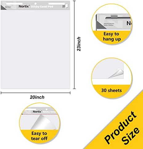 Nortix Sticky Easel Pads 20x23 Inch 6 Pads
