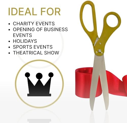 Gold Grand Opening Ceremony Kit with 25 Inch Scissors and Red Ribbon