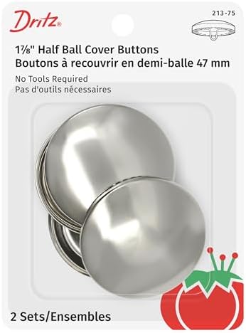 Dritz Half Ball Cover Buttons 2-Sets Size 75 Nickel