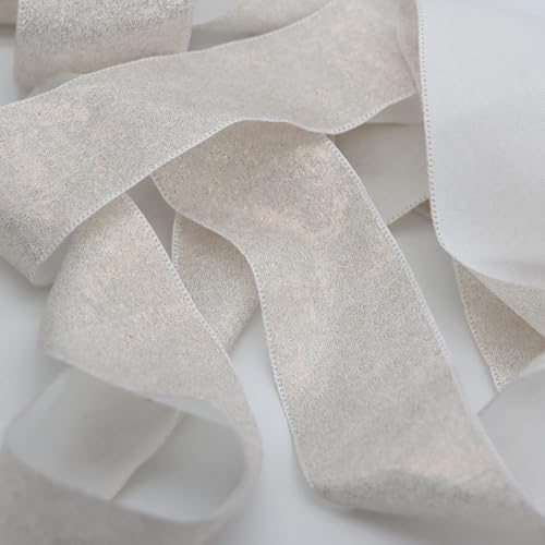 Voccim 16 Inch Glossy White Yarn Ribbon 5 Yd x 2 Rolls