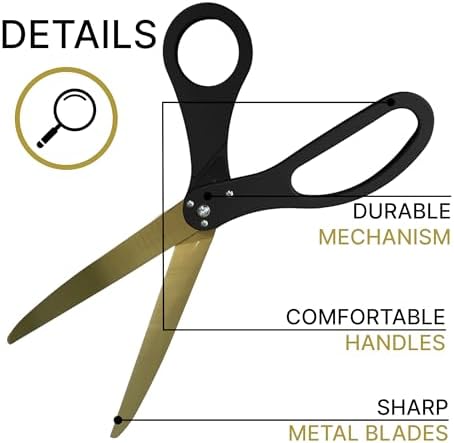 25 Inch Black Scissors with Red Ribbon for Ribbon Cutting Ceremony
