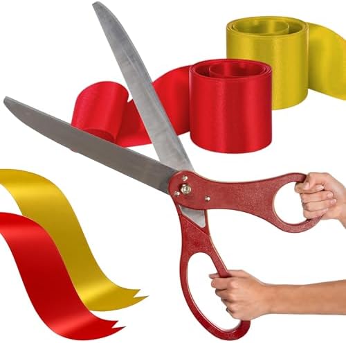 Grand Opening Ceremony Kit with 25 Inch Giant Red Scissors and Satin Ribbons