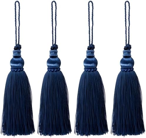 4 PCS Dark Blue Silky Tassel with Loop Keychains