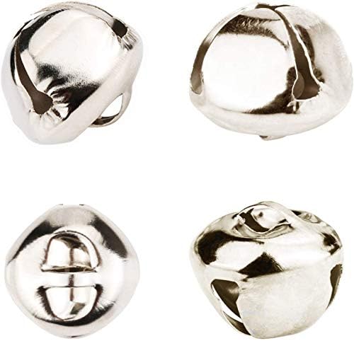 Augshy 50 pcs Jingle Bells 4-5 Inch Silver