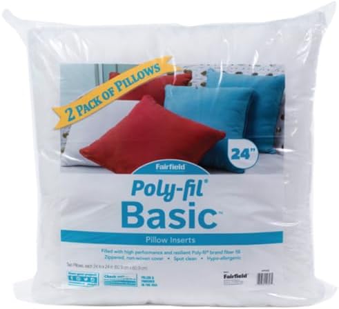 Fairfield Poly-Fil Basic Pillow Inserts 2 Pack 24x24 White