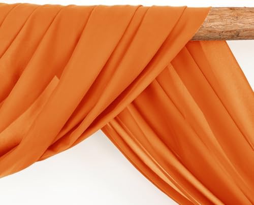 Orange Sheer Chiffon Wedding Arch Draping Fabric 2 Panels