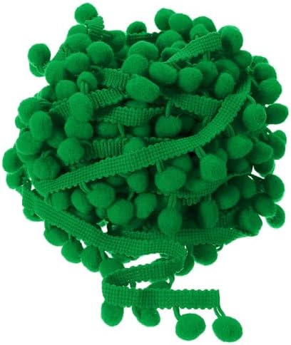 Uxcell Pom Pom Ball Fringe Trim 20 Yards Dark Green
