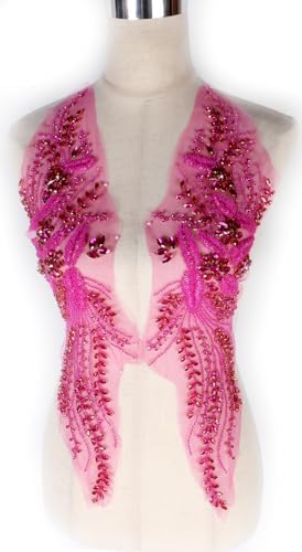 Hot Pink Rhinestone Applique Embellishments for Sewing