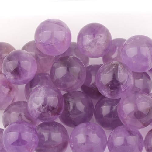 7 Pcs Amethyst Round Smooth Beads for DIY Jewelry Chakra Balancing