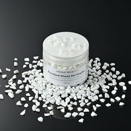 White Sea Glass Chips 3-6mm Crushed Glass for Resin Art