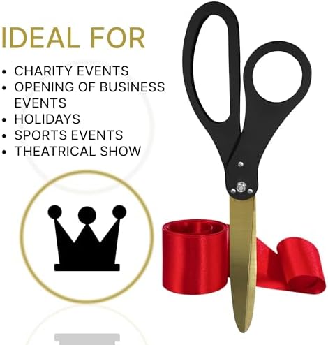 25 Inch Black Scissors with Red Ribbon for Ribbon Cutting Ceremony