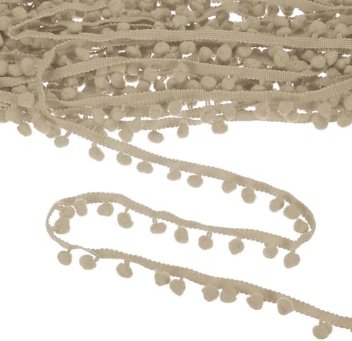 Pom Pom Ball Fringe Trim Ribbon 20 Yards Light Khaki