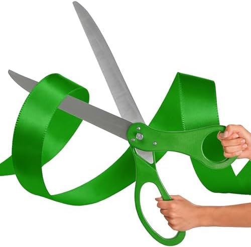 25 Inch Giant Scissors with Green Ribbon Cutting Ceremony Kit