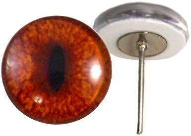 Red Fox Glass Eyes On Wire Pin Posts for Doll Making