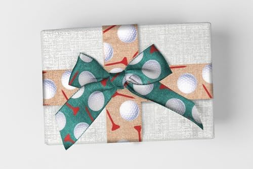 Golf Ball Wired Edge Ribbon for Wreaths and Bows