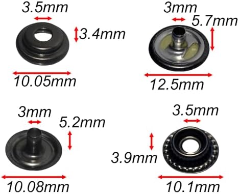 25 Sets 125mm Stainless Steel Snap Fasteners with Tools Kit