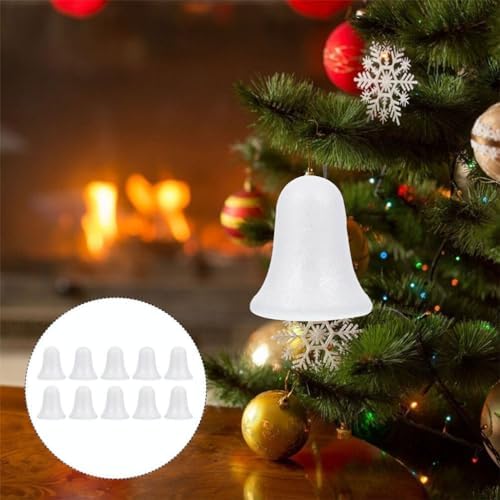 10 Pcs White Foam Christmas Bells for DIY Craft Projects