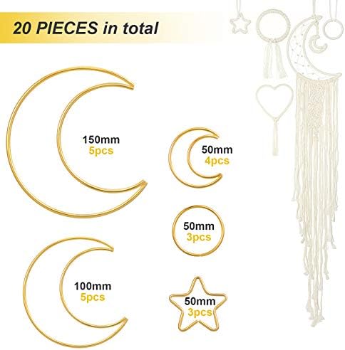 20 Pcs Gold Moon Dream Catcher Rings Hoops