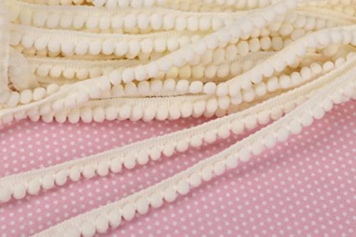 YYCRAFT 20 Yards 38 Inch Pom Pom Fringe Trim Ivory