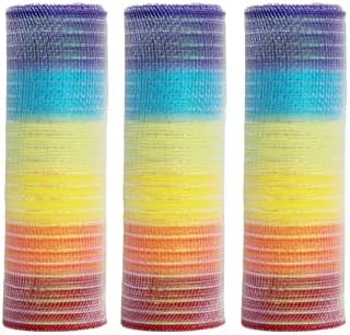 3 Rolls Rainbow Deco Mesh Ribbon for Wreath Making and DIY Crafts
