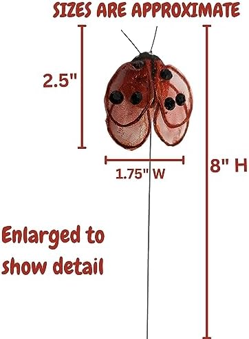 Red and Black Glitter Ladybug Floral Picks - 24 Pack