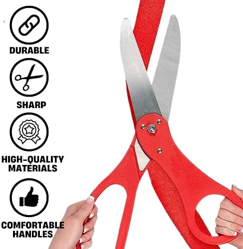 Red Ribbon Cutting Ceremony Kit with 20 Inch Giant Scissors