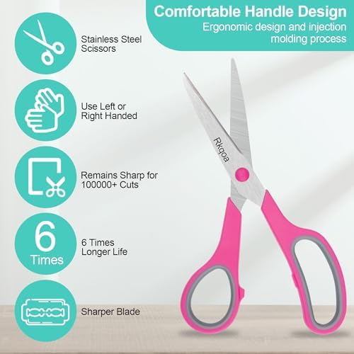 Almarto Black 6 Scissors Pack - 8 Inch All Purpose Scissors Set