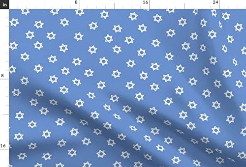 Spoonflower Fabric Star of David Hanukkah Blue Winter Menorah Chiffon Fat Quarter