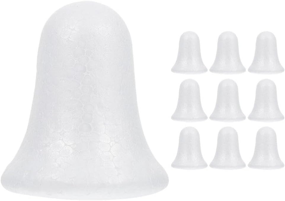 10 Pcs White Foam Christmas Bells for DIY Craft Projects